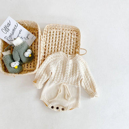 2025 Spring Baby Clothes Girls Romper Autumn Long Sleeve Baby Girl Knit Hollow Out Rompers Baby Jumpsuit Baby Clothes