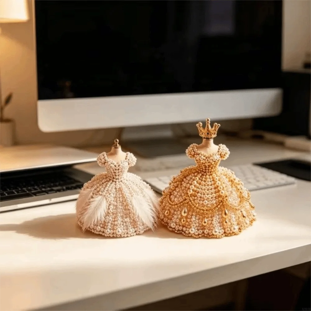 3D Design Beaded Dress Kit Tiny Beads Dress Shape Bead Weaving Kit Creative Craft Cute Design DIY Bead Craft Kit Gift Giving