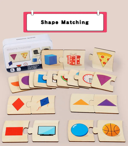 Children's Iron Box Number Enlightenment Paired Wooden Animal Food Puzzle Board Logical Thinking Training Game Educational Toys