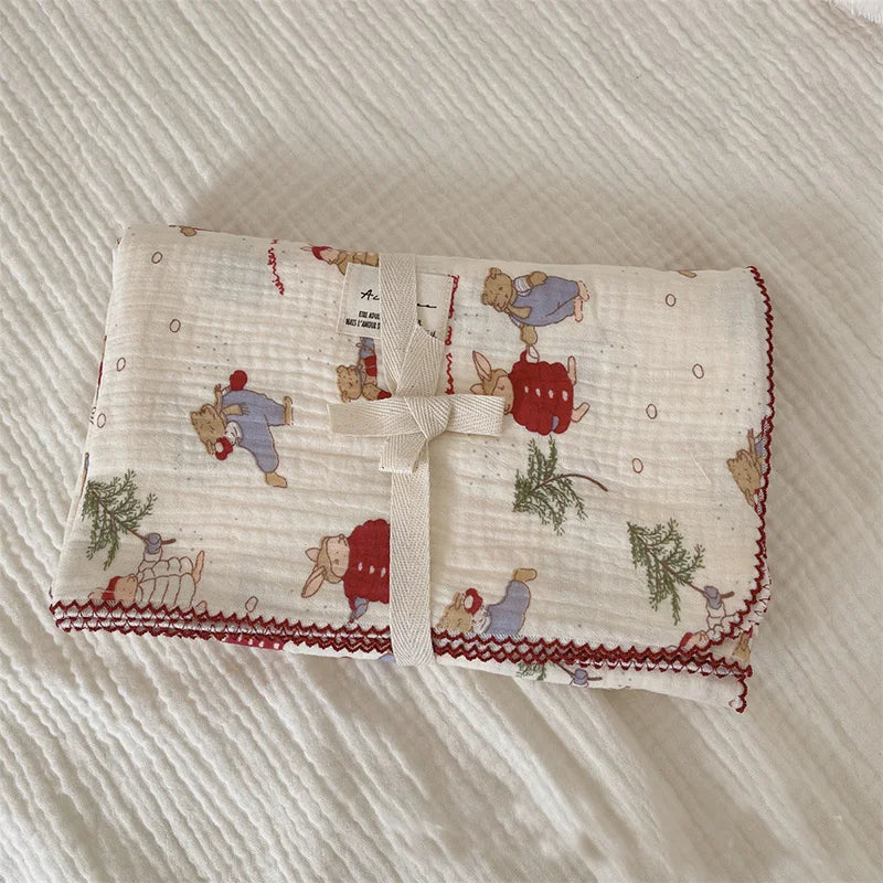 Baby Blanket Floral Soft Cotton Muslin Newborn Swaddle Wrap Receiving Blanket Quick Dry Bath Towel Baby Stroller Cover