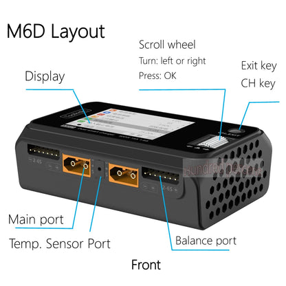 ToolkitRC M6D V3 Charger Black DC 500W Intelligent Dual Channel 1S 2S 3S 4S 5S 6S Toy Model Car Lithium Battery Fast Charging