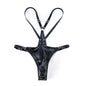 Erotic Underwear Men Leather G-strings With Open Penis Pouch,Fetish BDSM Bondage Men Gay Cock Cage Chastity Panty,Sexy Lingerie
