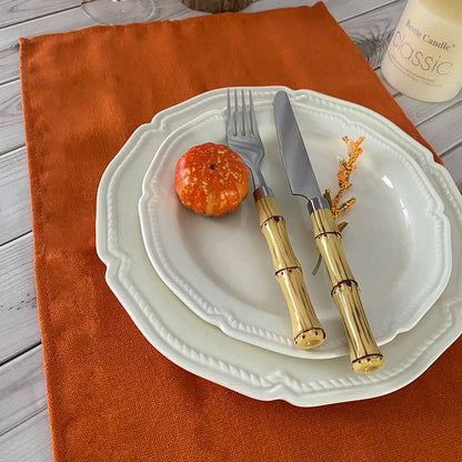 6pcs Cloth Napkins 30X45CM Orange Cotton Polyester Blend Kitchen Washable Dinner Reusable Napkins Wedding Party Table Decoration
