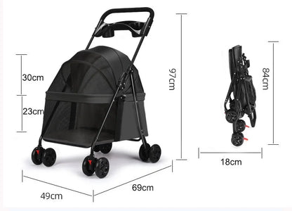Foldable Lightweight Pet Stroller Dog Cat Small Dogs Puppy Travel Portable Mesh Ventilated Easy Fold Wheels Dog Stroller