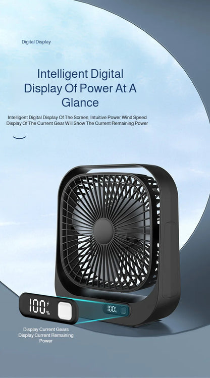 Mini Desktop Fan High Wind Power Rechargeable Plugin Circulation Intelligent Speed Control 360° Rotation Home Office Cooling