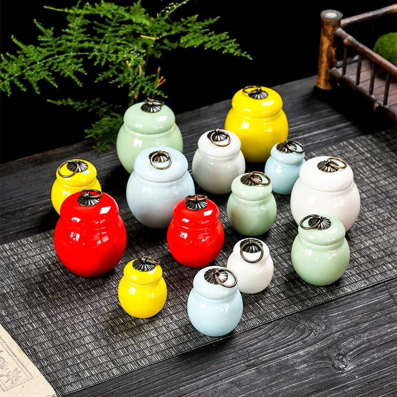 C18 Mini Ceramic Memorial Pet Urn Portable Airtight Container for Dog Cat Ashes Pet Hair Tiny Keepsake Storage Memorials Gifts