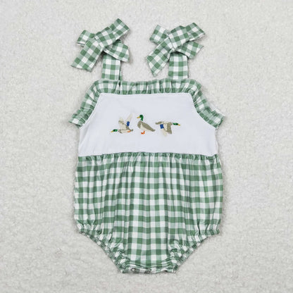 Wholesale Baby Girl Newborn Birthday Balloons Romper Bubble Embroidery Pink Plaid Bows Jumpsuit Kids Toddler Summer Clothes