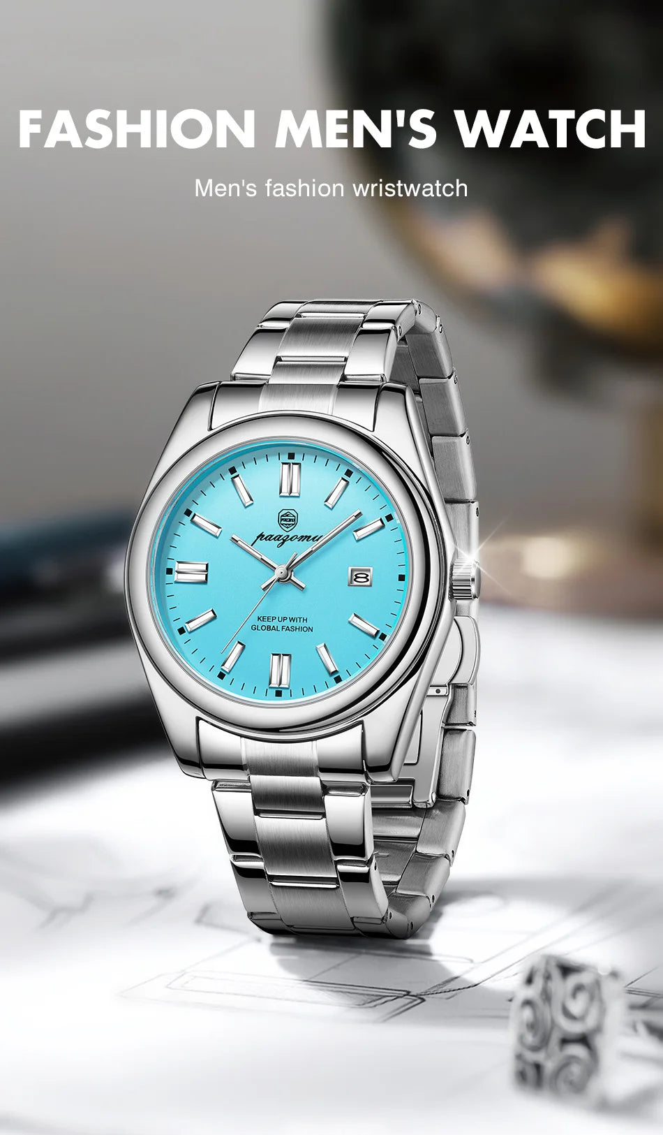 2026 PAAZOMU Fashion Men Stainless Steel Watch Luxury Calendar Quartz Wrist Watch Business Watches Man Clock relogio masculino