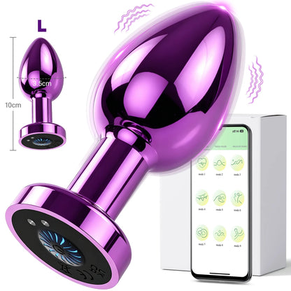 Anal Plug Vibrator APP Remote Control 10 Powerful Vibrations Prostate Massager with Flashing Light Base Adult Sex Toy for Couple