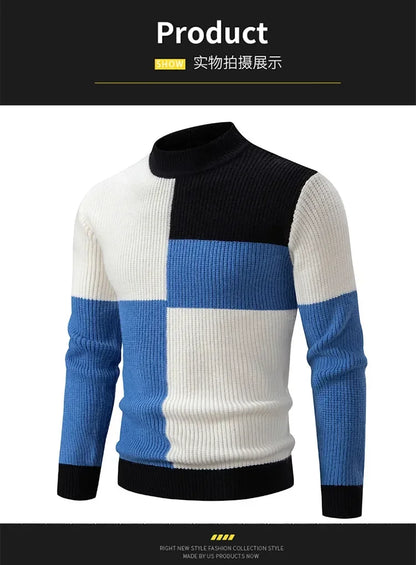 New Autumn and Winter Casual Warm Neck Sweater Knit Pullover Tops  Man Clothes
