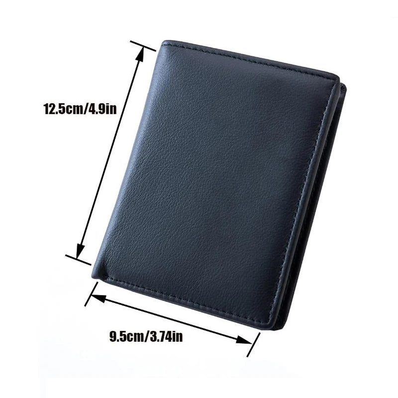 Men Wallet Genuine Leather Wallets for Men Zipper Purse Vertical Business Wallets RFID Anti-Theft Credit Card Holder Money Bag
