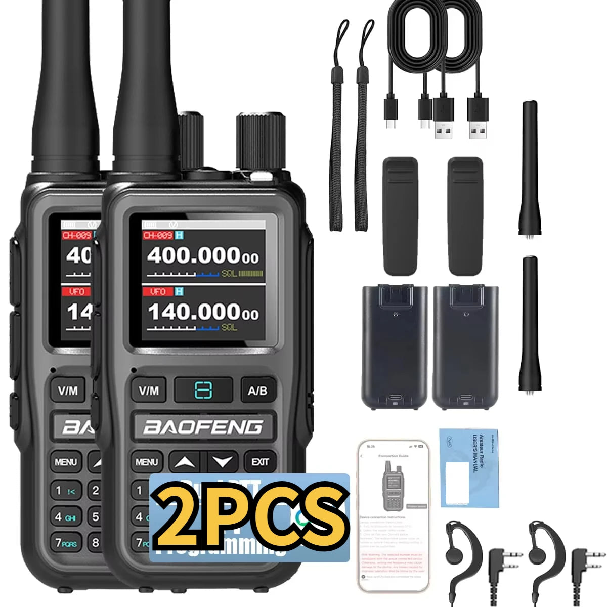 2PCS BAOFENG UV-5RMini Talkie-Walkie Multi-Band Programming Wireless Copy Frequency 5W 999CH AM FM Long Range Bidirectional Radio