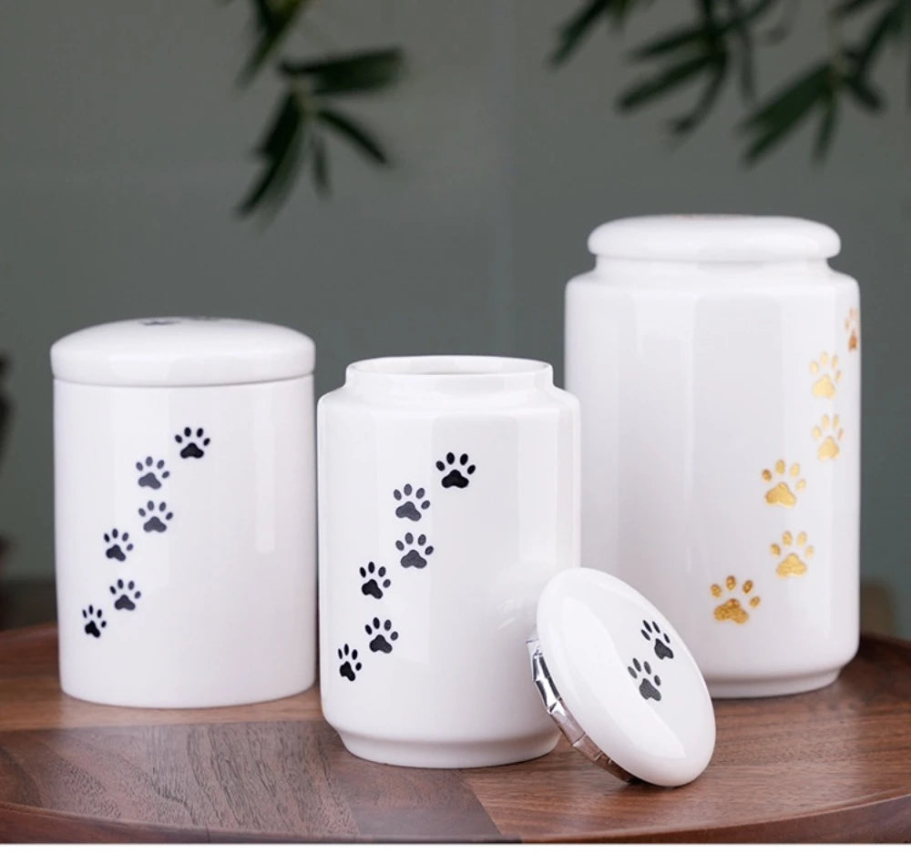 Ceramic Can urns for puppy ashes Sealed and moisture-proof pet souvenir animal funeral urn portable pet memorials and gifts
