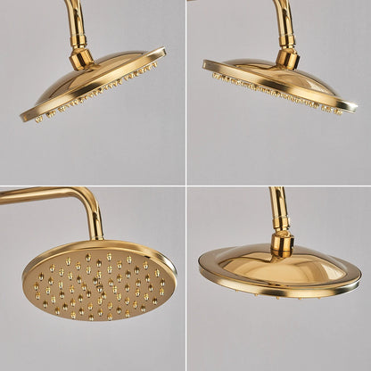 POIQIHY Brass Golden Rainfall Shower Head Shower Faucet Head Bathroom Replace Rain Showerhead Antique Brass Showerhead Accessory