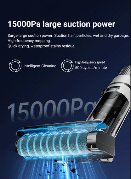 DIVEDEER 15000Pa Wireless Wet Dry Vacuum Cleaner Smart Cordless Mop Floor Cleaner Self-Cleaning Auto Suction Floor Washer