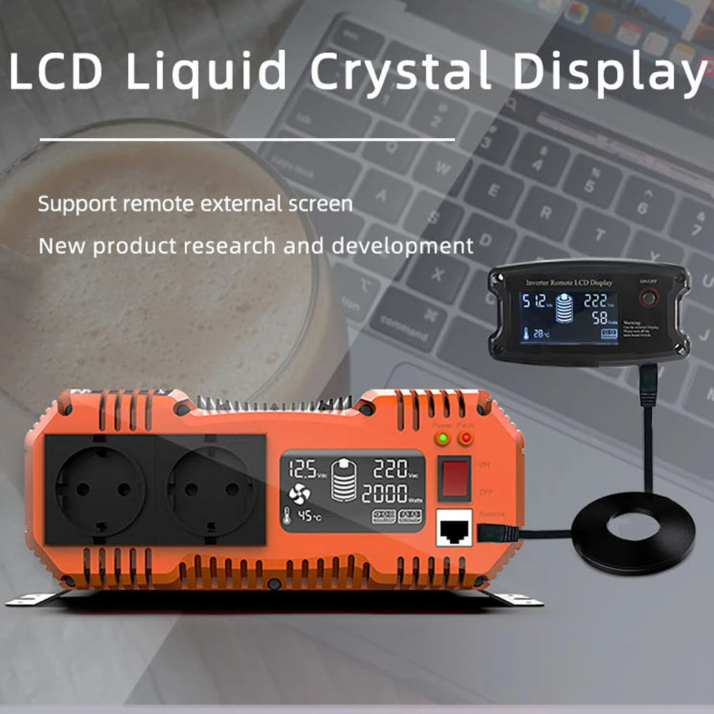 Current Converter for car FCHAO 3000W/3500W 48V V V V/230V 50Hz to pure slinusoidal wave with LCD and remote control screen for camper