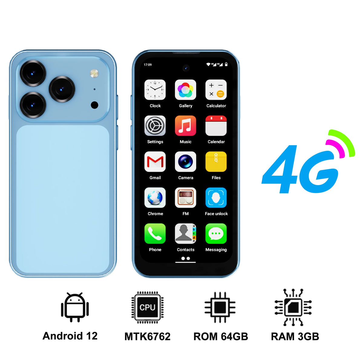 SERVO 19 Air 4G LTE Mini Smartphone Android 12.0 OS Play Store 6GB+128GB Face Unlock OTG 2 SIM 3.88" Screen Pocket Smart Phones
