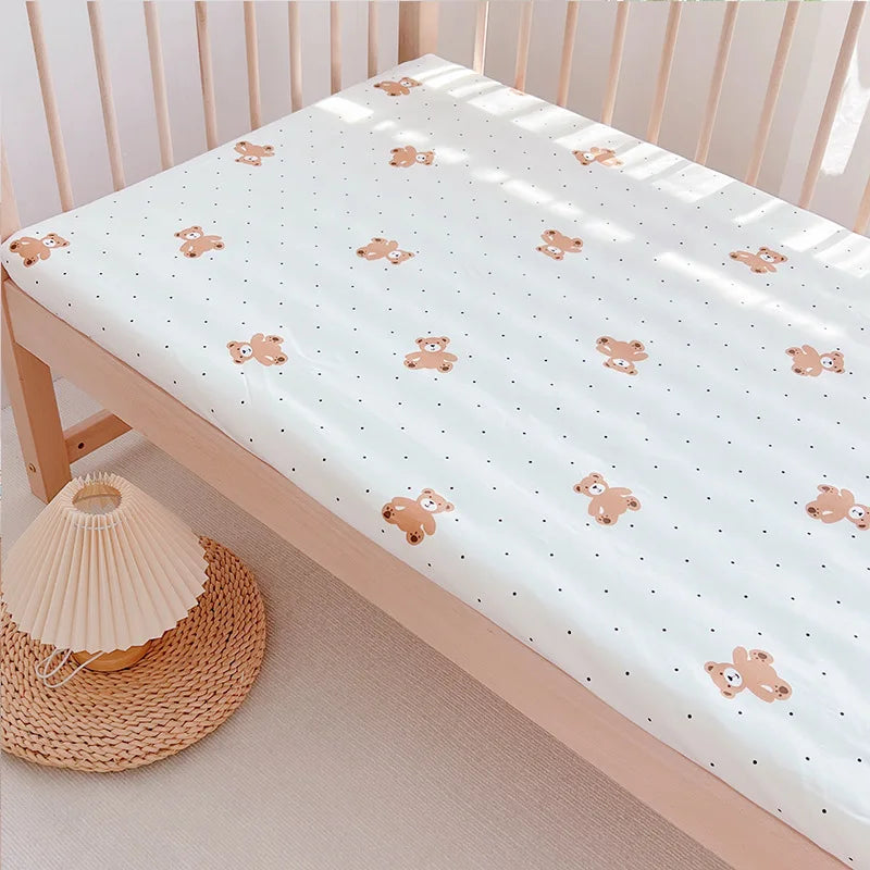 1pcs 130*70CM Breathable Cotton Fitted Crib Sheets for Baby Crib Mattress Cover Soft Bedding Set of Solid Color Infant Bed Sheet