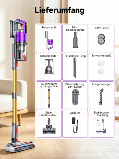 Tdyon Nova 70000PA 680W Cordless Vacuum Cleaner 75mins Long Runtime Removable Battery Self-Standing Wall Charging Vacuum Cleaner