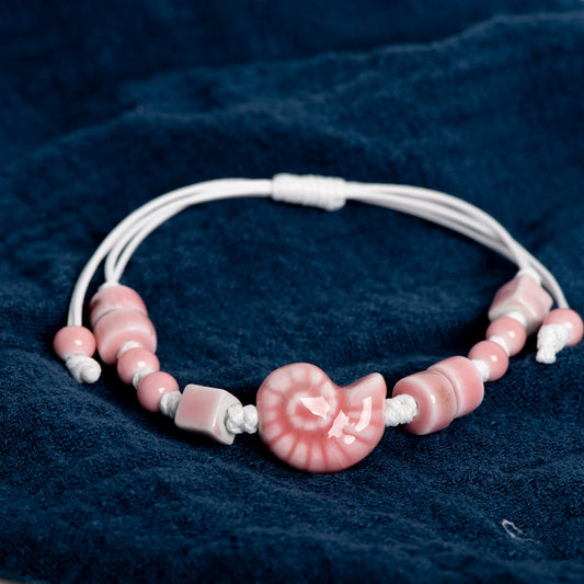 Handmade Ceramic Seashell Bracelet Adjustable Vintage Ocean Style Minimalist Jewelry Gift for Couples  154