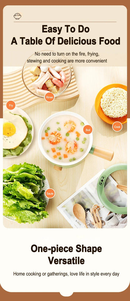 1.8L Mini Portable Electric Rice Cooker Non-Stick Inner Pot Multifunctional Rice Cooker Auto Keep Warm, Compact Space Saving Multi Cooking Pot for Rice Porridge Soup Noodles, Household Dorm Office Travel Kitchen Appliance for