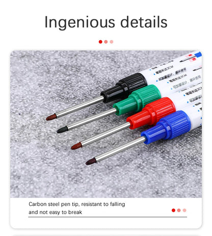 4Pcs/Set 30mm Deep Hole Long Nib Head Markers For Metal Perforating Pen Waterproof Bathroom Woodworking Decoration Multi-Purpose