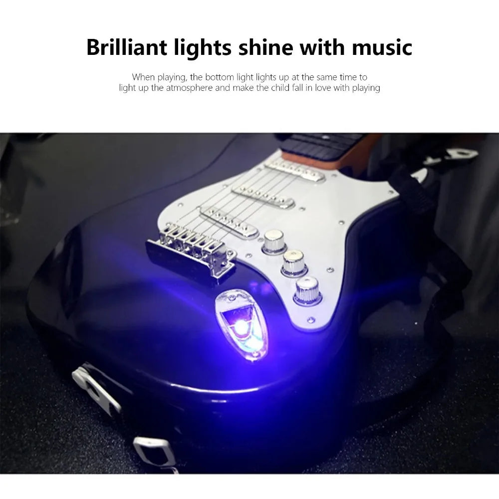 4-string Children Electric Guitar Toy with Music Light Beginner Electric Guitar Ukulele Children's Toy Musical Instrument Gift
