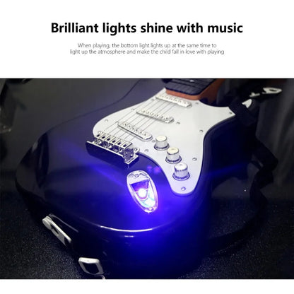 4-string Children Electric Guitar Toy with Music Light Beginner Electric Guitar Ukulele Children's Toy Musical Instrument Gift