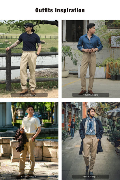 Maden Vintage Khaki Gurkha Pants Adjustable High Waist Casual Cargo Work Pants Classic Straight Trousers Men's Spring and Fall