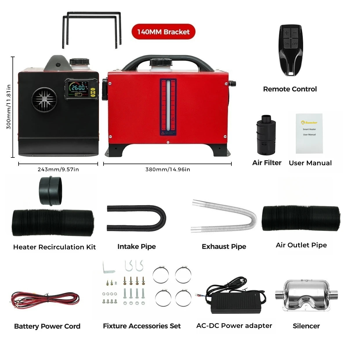 8KW Diesel Air Heater 12V/24V/220V Bluetooth LCD Control Upgrade Internal Cycle for RV Truck Camper Van Parking Heating