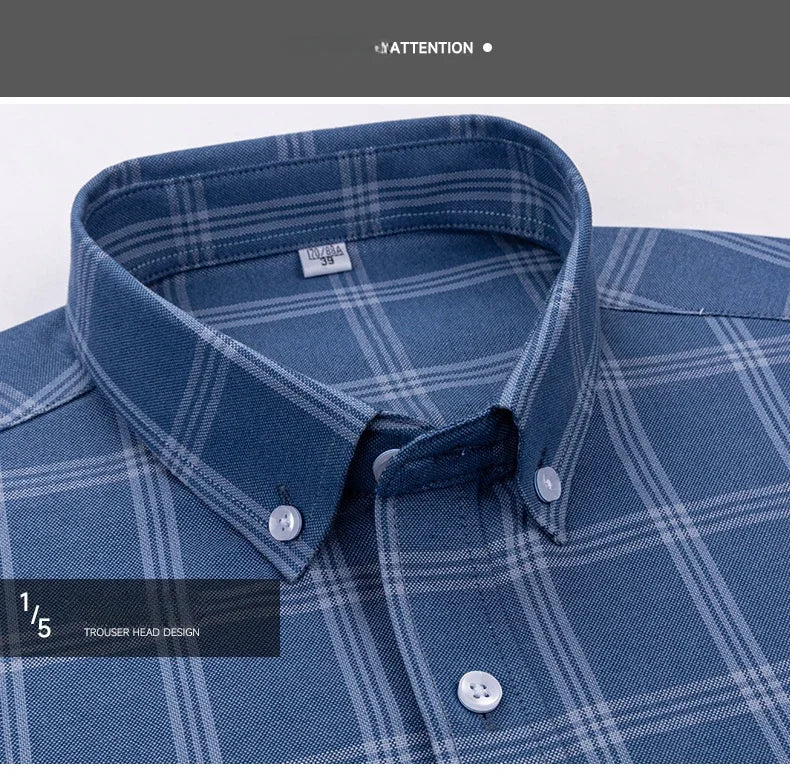 New In Shirt Oversize Long-Sleeve 100%Cotton Shirts for Men Slim Fit Formal Plain Shirt Plaid Casual Tops Designer Black Clothes