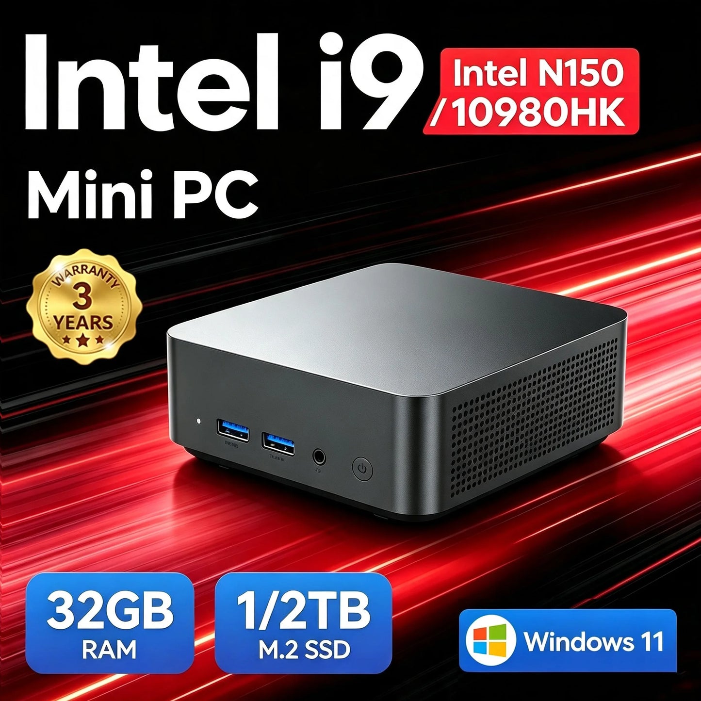 2026 Mini PC Intel Core I9 10980HK N150 Gaming Computer Windows 11 Desktop PC 16GB RAM 1TB 2TB SSD WiFi6 BT5.2 Portable Gamer PC