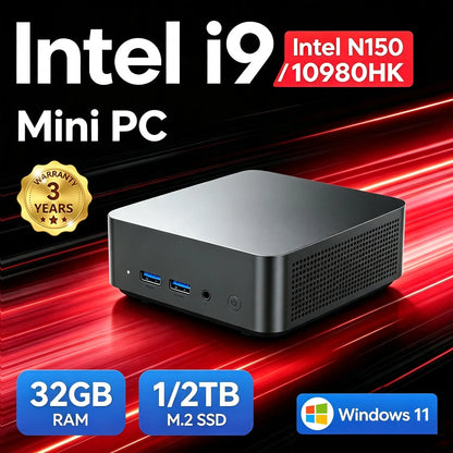 2026 Mini PC Intel Core I9 10980HK N150 Gaming Computer Windows 11 Desktop PC 16GB RAM 1TB 2TB SSD WiFi6 BT5.2 Portable Gamer PC