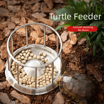 Large Capacity Turtle Stainless Steel Feeder Wear Resistant Wide Mouth Reptile Water Tray Fence Design Anti-overflow
