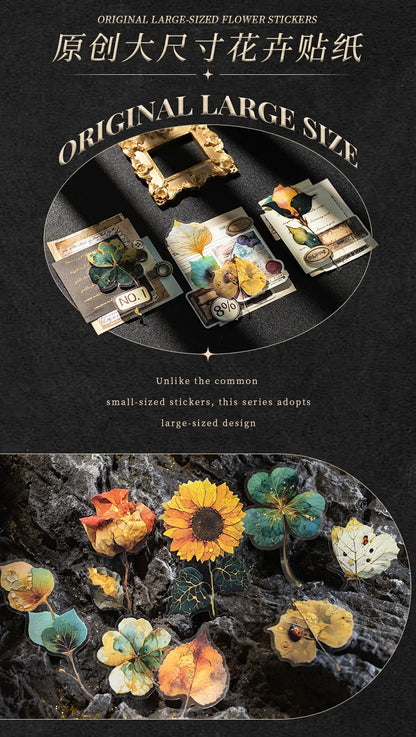 10pcs/1lot Kawaii Scrapbook Sticker Golden Flower Shadow Scrapbooking Supplies Planner Decorative Stationery Sticker