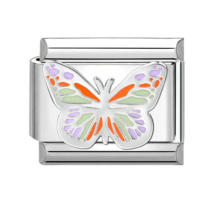Fashion Drip Glaze Blue Eyes Colorful Butterfly Italian Charm Links Fit 9mm Stainless Steel Bracelet Jewelry DIY Making Beads