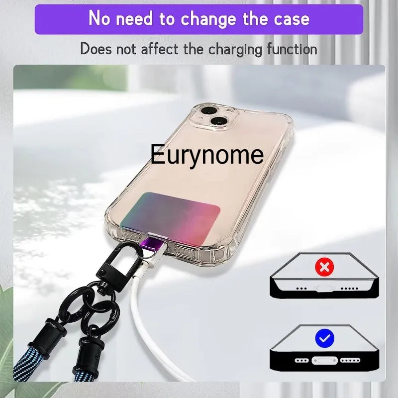 Adjustable Fashion Anti Loss Phone Lanyard 120CM Crossbody Neck Cord Wrist Strap for iPhone 17 Pro Max Case Chain Two Ring Rope