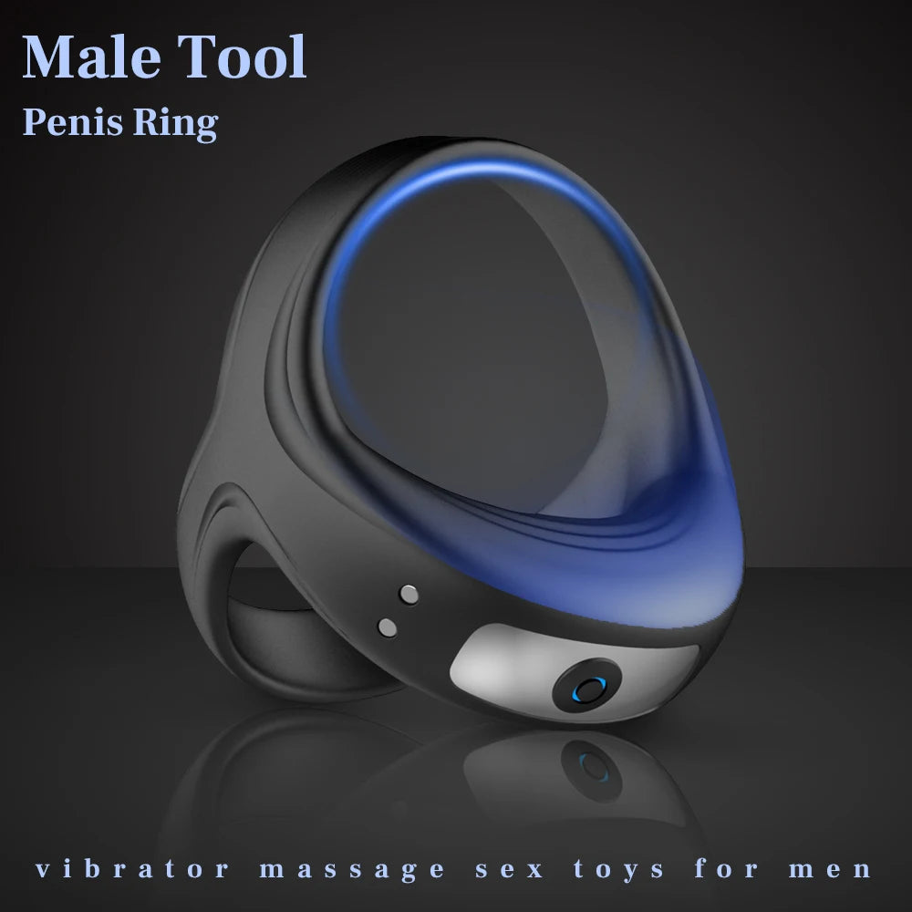 Men Penis Ring Vibrator Sex Toy 10 Vibration Modes Rechargeable Waterproof Cock Lock Ring for Male Adult Sex Product