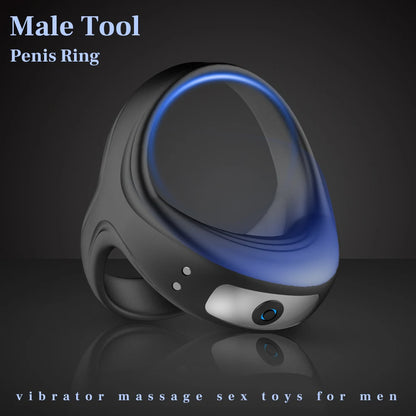 Men Penis Ring Vibrator Sex Toy 10 Vibration Modes Rechargeable Waterproof Cock Lock Ring for Male Adult Sex Product