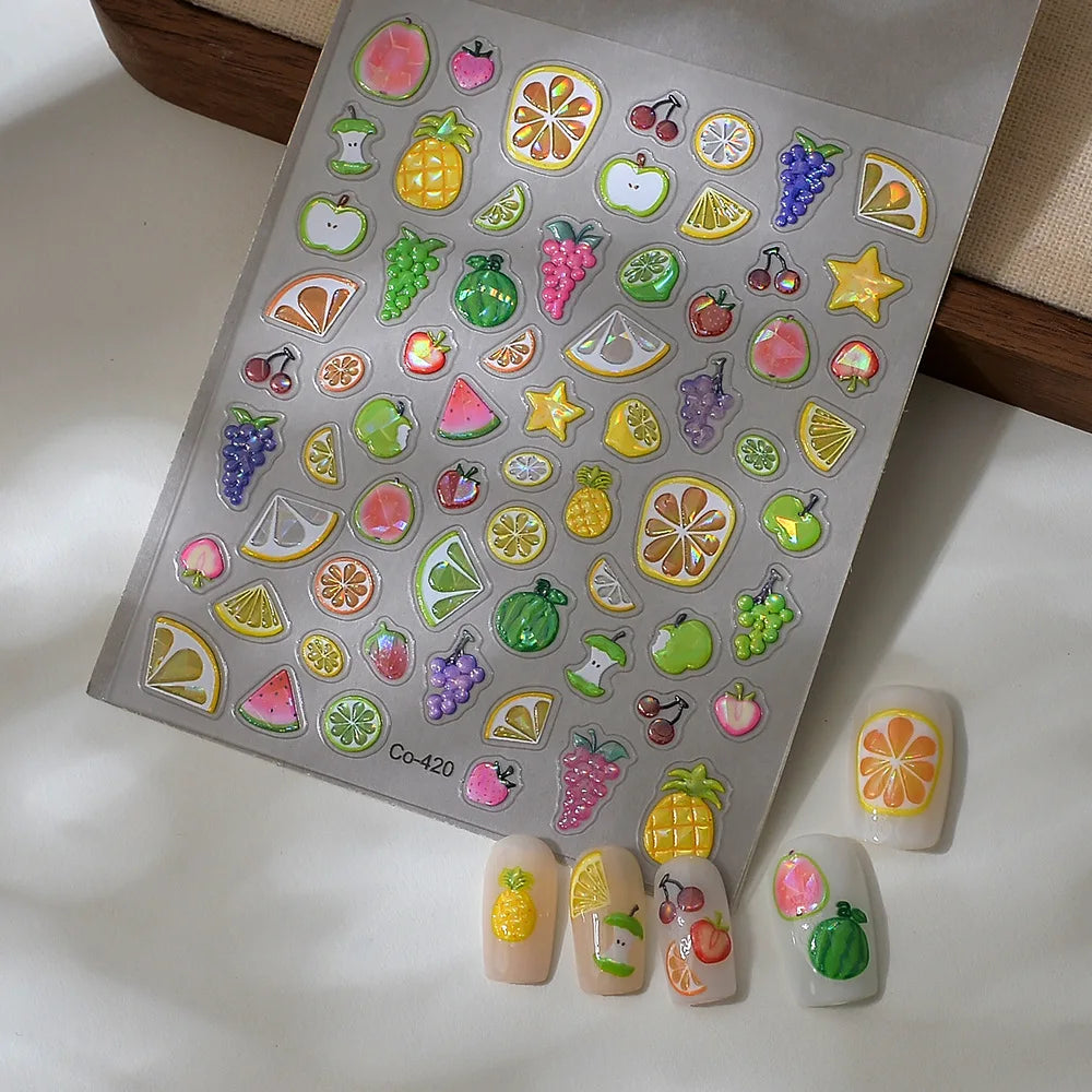 Christmas Nail Stickers Luxury Crystal Diamond Cartoon Bear Tree Apple Back Glue Nail Art Stickers DIY New 3D Nails Decorations