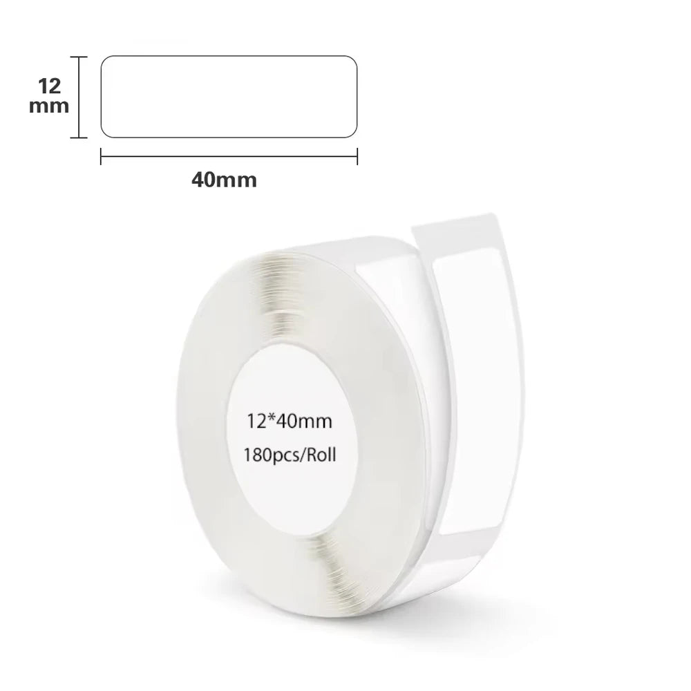 12*40mm 15*30mm 15*50mm White Gap Label Paper for P12 P15 Phomemo D30 Q30 Thermal Printer Waterproof Self Adhesive Sticker Roll