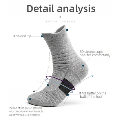 3pairs/Lot Men's Socks Compression Stockings Breathable Basketball Sports Cycling Socks Moisture Wicking High Elastic Tube Socks