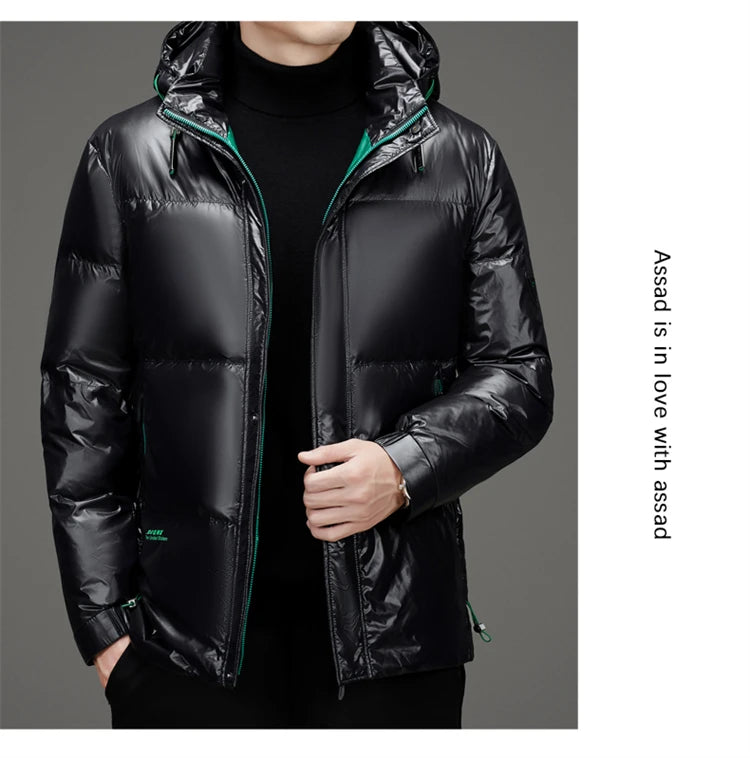Men's Down Jacket Autumn Winter New Solid Color Thickened Warm Outdoor Travel Hooded Coat Men's White Duck Down padded Clothing