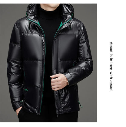 Men's Down Jacket Autumn Winter New Solid Color Thickened Warm Outdoor Travel Hooded Coat Men's White Duck Down padded Clothing