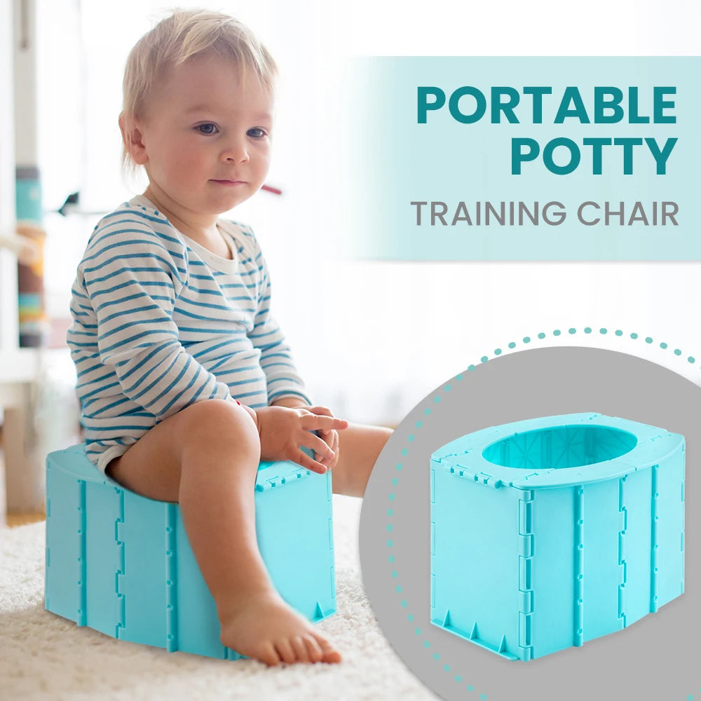 Portable Foldable Travel Toilet for Kids Reusable Washable Potty Seat for Camping Hiking Long-Distance Travel