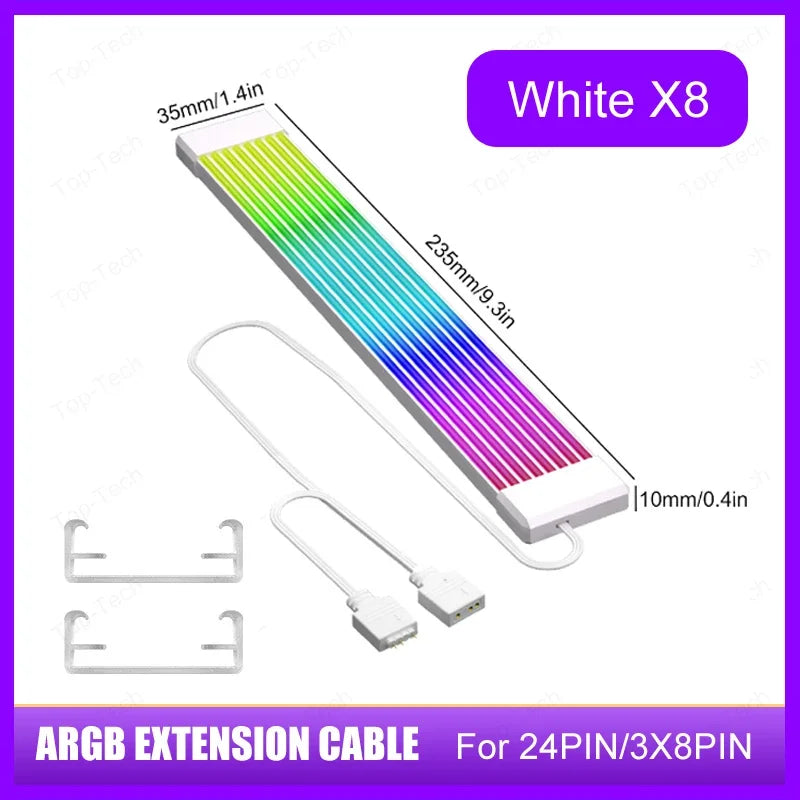 5V 3Pin ARGB Sync PC Cable 8/24PIN Motherboard Power Extension Cable Flexible LED Strip Light DIY Kit Video Card 8Pin 6PIN Cable