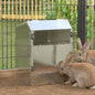 33.5x25.5x45.5 Cm Rabbit Feeder, Galvanized Steel Automatic Food Dispenser, Easy To Clean Large Capacity, Indoor Outdoor Use, Silver