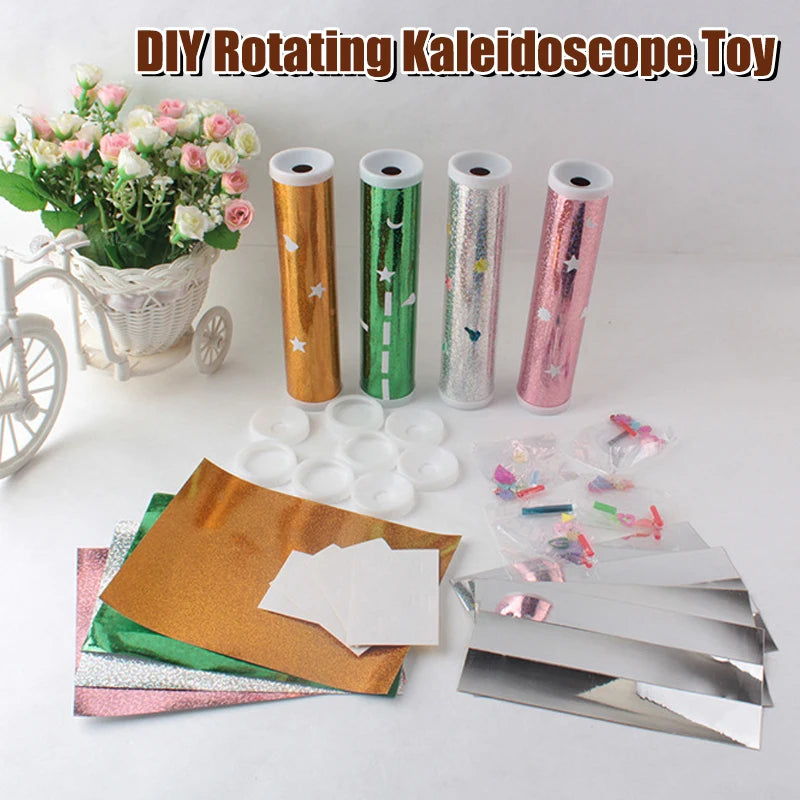 DIY Rotating Kaleidoscope Kits Scientific Experiment Teaching Tools Hands-Eyes Cooperation Educational Toys For Children Gifts.