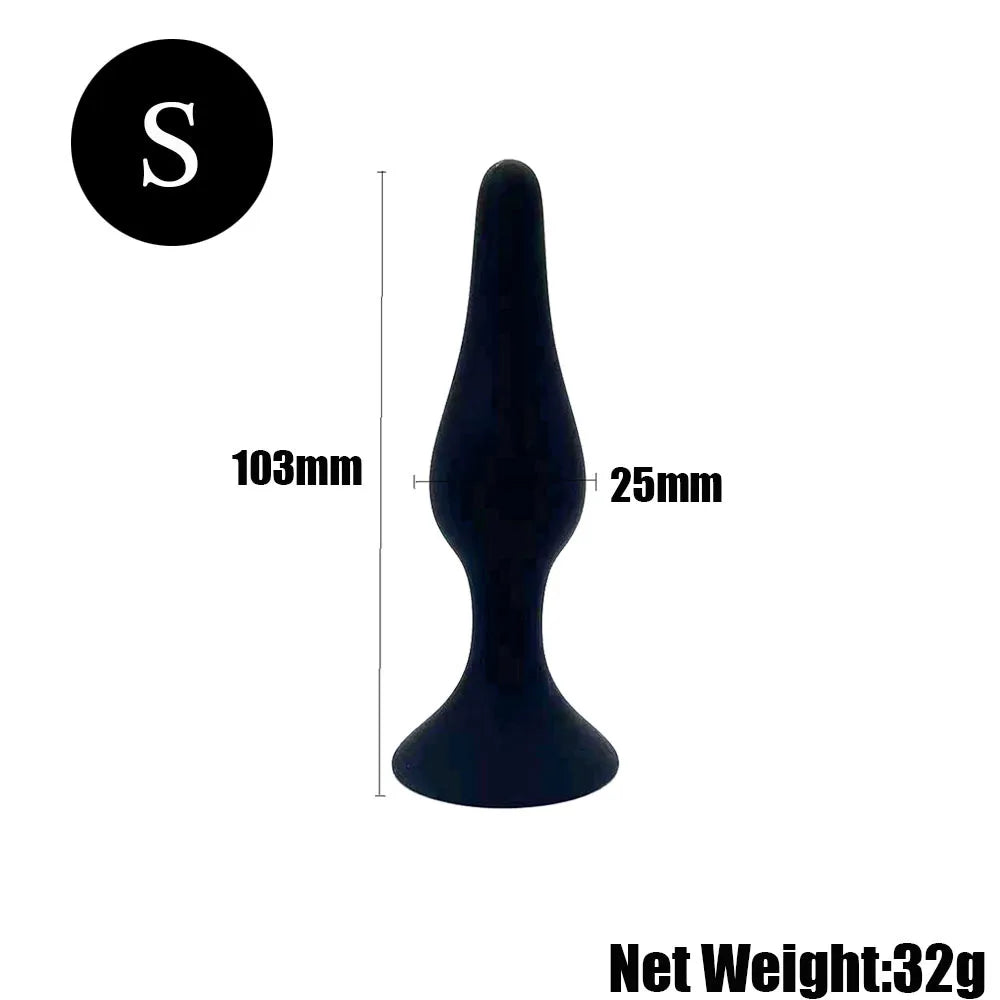 Silicone Pleasure Anal Plug 4-Piece Set - Anal Stimulation Beads, Hands-Free Suction Cup Anal Plug, Adult Erotic Sex Toy