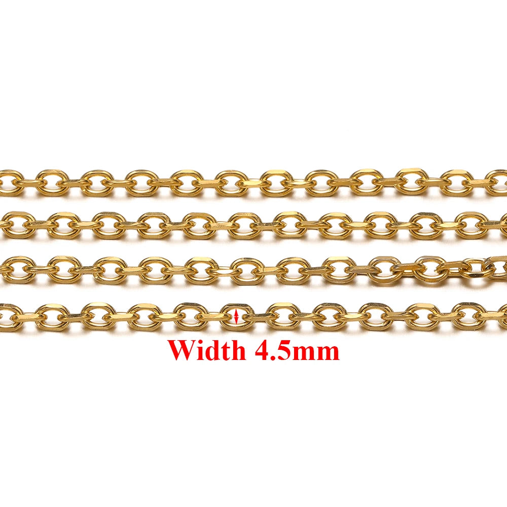 1meter Stainless Steel 18K Gold Plated Cross Chains for Diy Jewelry Making Bracelets Necklaces Accessories Supplies Wholesale